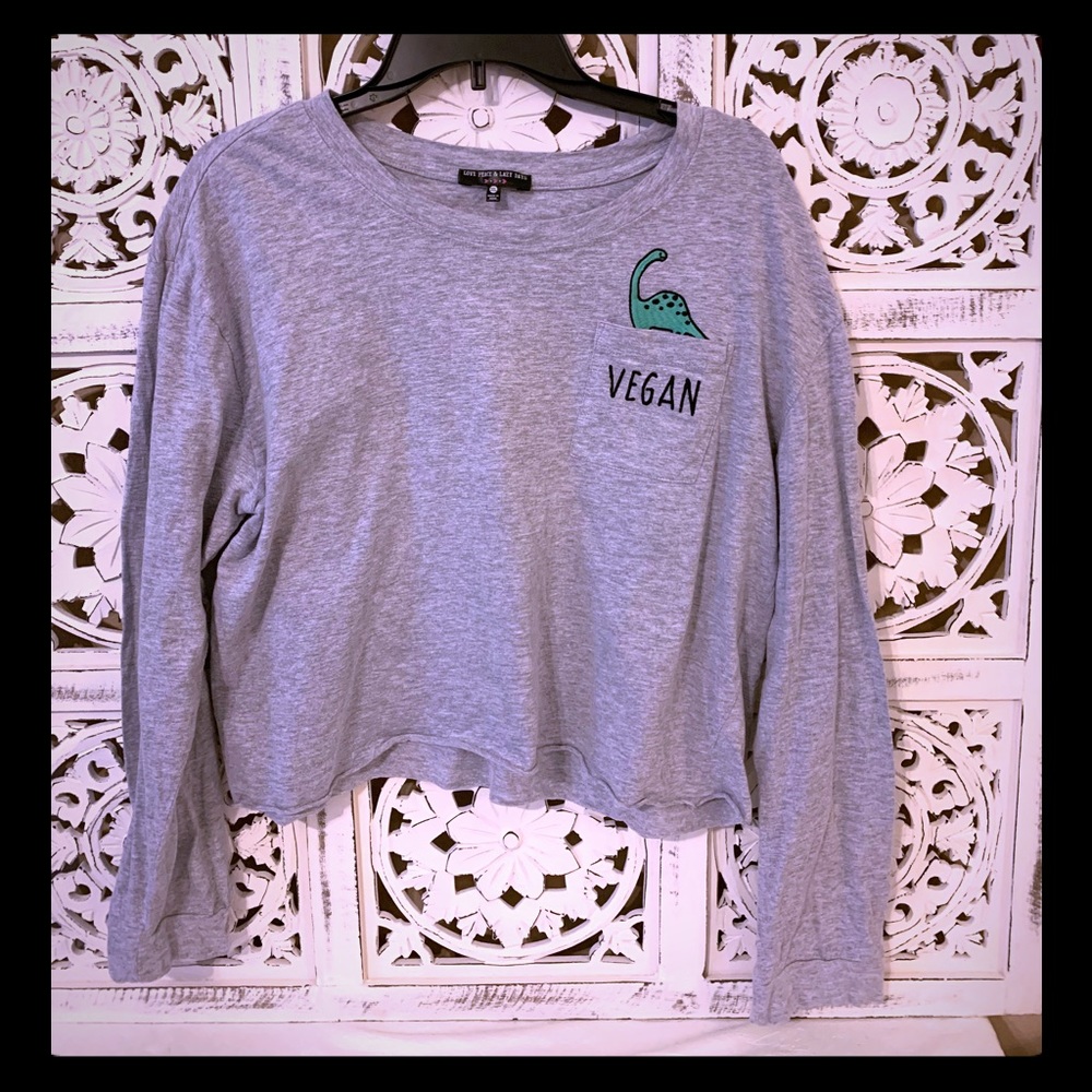 Dino-Vegan Long Sleeve Crop Top 🦖🦖